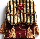 Maroon Velvet Christmas Stocking By Creative Designs Rose swirls cording tassels