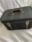 Vintage Blue Plaid Train Case Hard Shell Suitcase Luggage Makeup Tartan W key