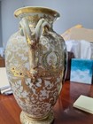 Antique Unique Porcelain Japanese Vase Hand Painted - Heavy Gilded Moriage 