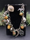 Vintage Southwestern Sterling Silver   Turquoise Charm Bracelet  24 53g  - 7 5 