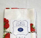 April Cornell Dinner Napkins  10  Strawberries White Red Green 100  Cotton Nip