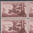 Wild Turkey - Vintage Set Of 4 Stamps 69 Years Old 
