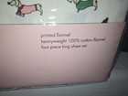 Kate Spade Christmas Dachshund Doxie Printed Flannel Bed Sheet Set King Size Nip