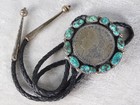 Vintage Pawn Navajo 1921 Morgan Dollar Sterling Silver Turquoise Nugget Bolo Tie