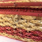 Vintage 1960s Pink Woven Wicker Sewing Basket Box Silk Satin Lining Japan W Tray