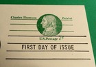 Fleetwood  First Day Cover  7 Cent Post Card  Ux68 Charles Thomson Patriot