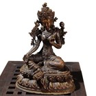 10 6cm Green Tara Vajrayana Figures Antique Tibet Buddha Statue Worship Ornament