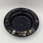 Vintage Frontier Hotel Collectible Ashtray Black Glass Las Vegas Nevada Casino 