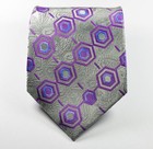 New Classic Pattern Silver Purple Jacquard Woven 100  Silk Men s Tie Necktie
