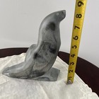 Large Vintage Inuit Soapstone Seal Carving Signed