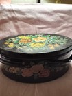Toile Ware Vintage Oval  Tin With Handles And Design
