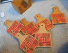 Vintage  Enesco Wooden Coaster Set Of 6 Retro Cork Backed