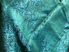 Vtg 60   s Silk Brocade From Damascus Green blue Approx  36    Width 2 Yards 25 