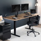 Vivo Electric 71    X 30    Stand Up Desk  Reclaimed Wood Table Top  Black Frame