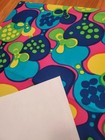 Awesome Rare Vintage Mid Century Retro 70s Psychedelic Pink Yel Blue Blob Fabric