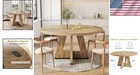 Round Dining Table For 4-6 People 47 Inches Kitchen Living Room Oak Finish