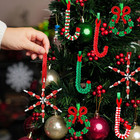 Christmas Beaded Ornament Kit 30 Pcs Snowflake Wreath Candy Cane Diy Craft Set