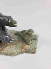 Inuit Soapstone Polar Bear   Seal Sculpture Signed Alaska Carving