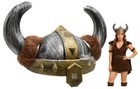 Womens Nordic Viking Hat Barbarian Helmet With Faux Fur Horns Costume Accessory