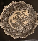 Vintage Solid Silver Persian Ghalamzani Plate 10  Hand Engraved 1lb Isfahan Art