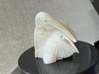 Zuni Pelicans Fetish - Destry Suitza - Mother Of Pearl - Turquoise Eyes F0995