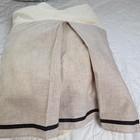 Croscill Vtg Bedskirt Dust Ruffle Box Pleat Linen Blend Black Ribbon Trim King
