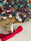Vintage Gold Fan Christmas Ornament With Multi-color Beads   Sequence Hong Kong