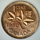 1950 Canada One Cent Coin 1c Bu Canadian Penny Maple Leaf Elizabeth Ii