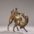 Bronze Gilded High Relief Inscription Pattern Desert Camel Statue Camel Man