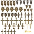 Jmktool 50pcs Antique Bronze Rosary Cross And Center As Picture Shown 