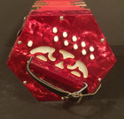 Vintage Red Perloid 20 Button   40 Reed Anglo-style Concertina Accordian