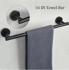 6 Pcs Matte Black Bathroom Hardware Accessories Set 16 Inch Towel Bar Towel Ring