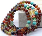 6mm Tibetan Buddhist 108 Brown Green Dragon Vein Agate Prayer Necklace bracelet