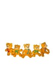 Lot Of 5 Flocked Vintage Teddy Bear Christmas Ornaments 