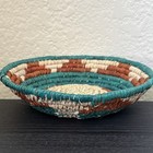 African Woven Coiled Wall Basket Bowl 6 75    Handmade Boho Decor Rustic Tribal