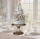 Regency Easter Double Layer Cake Bunny Rabbits Pedestal Spring Decor Pink White