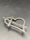 Vintage Designer Sterling Silver Cross And Heart Pin Brooch