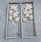  Pair Mid Century Brutalist Flower Wall Art  Metal Sculpture Mcm Vtg