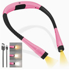 New Pink Usb Rechargeable Led Neck Light Book Light Reading In Bed Camping 
