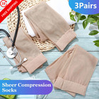 Shellwei 3 Pairs Sheer Compression Socks 20-30 Mmhg Knee High Medium  Nude
