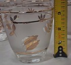 Vintage Libbey Set Of 6 Gold Leaf Frosted Rocks Whiskey Lowball Glasses 3  