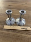 Vtg Set Of 2 Empire Pewter Weighted Candlesticks   782 Silvertone  4 Inches 