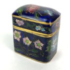 Vintage Cloisonne Trinket Pill Box Chinese Blue Enamel Brass