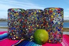 Confetti Rock Design Drinking Glasses - Set Of 6  14 Oz Each 