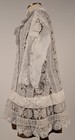 Fanciful Victorian 19th C Child   s Ruched White Cotton   Floral Lace Bustle Dress