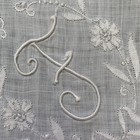 Monogram Initial F Wedding Handkerchief Vintage Bride Floral Lace Embroidered