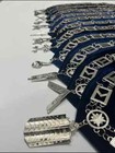 Blue Lodge Masonic Silver Chain Collar With Silver Jewels Blue Backing Set Of 12