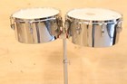 Ludwig Timbale Drums 13   14  Chrome Over Steel W  Stand Vintage 1970 s