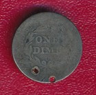 1839-o Seated Liberty Silver Dime   nice Circulated - Holed   Free Shipping  