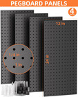 158pcs Metal Pegboard Wall Organizer  48x24 Inch Black Pegboard Panels Tool Orga